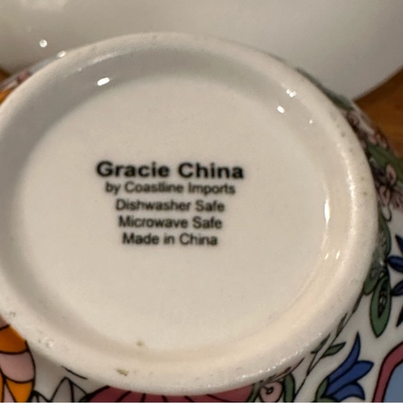 Gracie China By Coastline Imports Cup & Saucer Colorful Floral Pattern - Picture 5 of 5